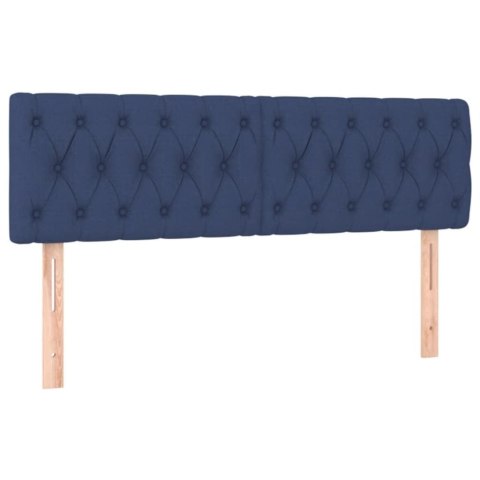 VidaXL Zagłówek do łóżka z LED, niebieski, 144x7x78/88 cm, tkanina
