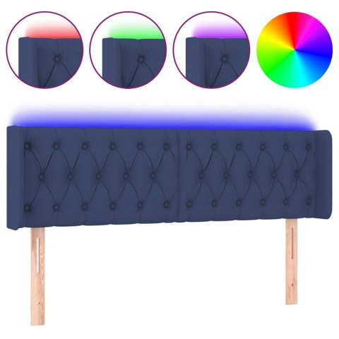 VidaXL Zagłówek do łóżka z LED, niebieski, 147x16x78/88 cm, tkanina