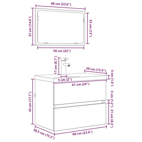 VidaXL Zestaw mebli łazienkowych z szufladą 3 pcs Dąb rzemieślniczy