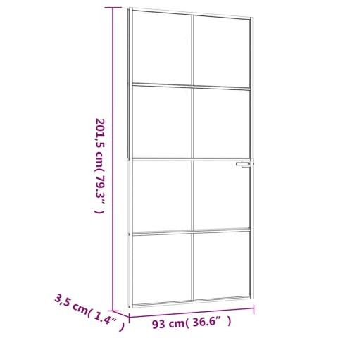 VidaXL Drzwi wewnętrzne, białe, 93x201,5 cm, szkło i aluminium
