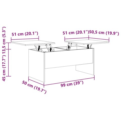 VidaXL Stolik kawowy, czarny 102x50,5x46,5 cm, materiał drewnopochodny