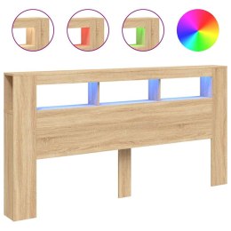 VidaXL Wezgłowie łóżka z LED, dąb sonoma, 200x18,5x103,5 cm