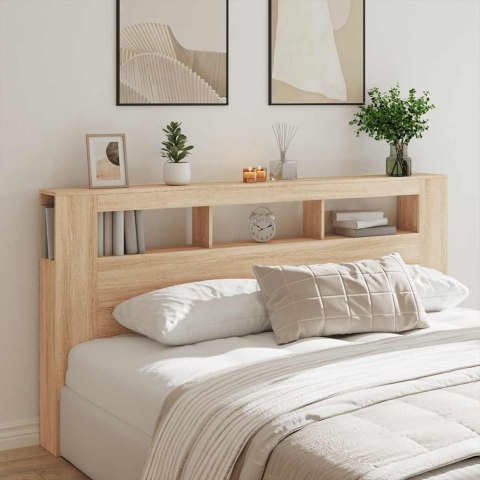 VidaXL Wezgłowie łóżka z LED, dąb sonoma, 200x18,5x103,5 cm