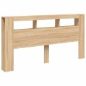 VidaXL Wezgłowie łóżka z LED, dąb sonoma, 200x18,5x103,5 cm