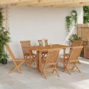 ZESTAW MEBLI OGRODOWYCH STÓŁ I 6 KRZESEŁ LITE DREWNO TEAKOWE BRĄZ 150X90X75