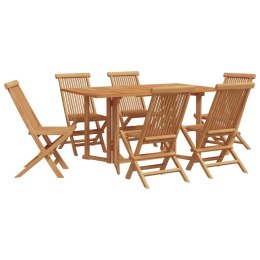 ZESTAW MEBLI OGRODOWYCH STÓŁ I 6 KRZESEŁ LITE DREWNO TEAKOWE BRĄZ 150X90X75