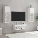 VidaXL 4-cz. zestaw mebli TV z oświetleniem LED, biały