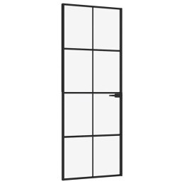 VidaXL Drzwi wewnętrzne, czarne, 76x201,5 cm, szkło i aluminium