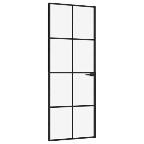 VidaXL Drzwi wewnętrzne, czarne, 76x201,5 cm, szkło i aluminium