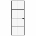 VidaXL Drzwi wewnętrzne, czarne, 76x201,5 cm, szkło i aluminium