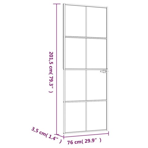 VidaXL Drzwi wewnętrzne, czarne, 76x201,5 cm, szkło i aluminium