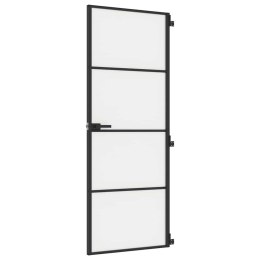 VidaXL Drzwi wewnętrzne, czarne, 76x201,5 cm, szkło i aluminium