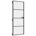 VidaXL Drzwi wewnętrzne, czarne, 76x201,5 cm, szkło i aluminium