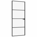 VidaXL Drzwi wewnętrzne, czarne, 83x201,5 cm, szkło i aluminium