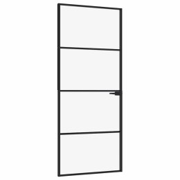 VidaXL Drzwi wewnętrzne, czarne, 83x201,5 cm, szkło i aluminium
