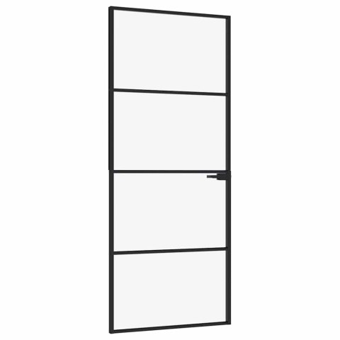 VidaXL Drzwi wewnętrzne, czarne, 83x201,5 cm, szkło i aluminium