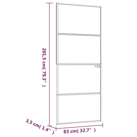 VidaXL Drzwi wewnętrzne, czarne, 83x201,5 cm, szkło i aluminium