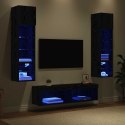VidaXL Unit ścienny do telewizora Ze LED Lights 6 pcs Czarny Dąb