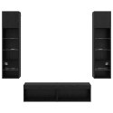 VidaXL Unit ścienny do telewizora Ze LED Lights 6 pcs Czarny Dąb