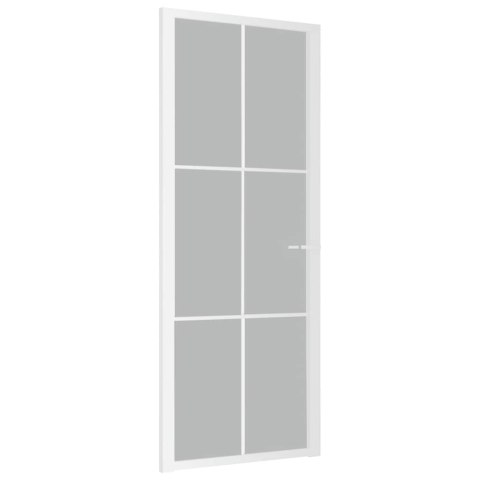 VidaXL Drzwi wewnętrzne, 83x201,5 cm, białe, matowe szkło i aluminium