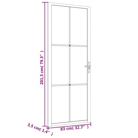 VidaXL Drzwi wewnętrzne, 83x201,5 cm, białe, matowe szkło i aluminium