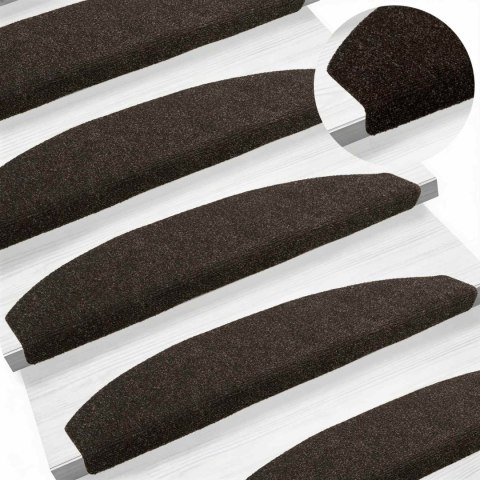 VidaXL Samoprzylepne maty na schody Półokrąg 15 pcs Ciemny brąz