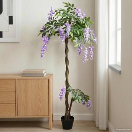 VidaXL Sztuczne drzewo kwiatowe z fasoli Fioletowy 80 x 18 x 160 cm