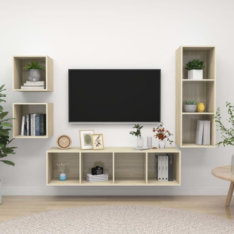 VidaXL 4-cz. zestaw szafek TV, dąb sonoma, materiał drewnopochodny