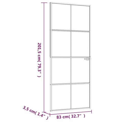 VidaXL Drzwi wewnętrzne, białe, 83x201,5 cm, szkło i aluminium