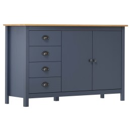 VidaXL Komoda Hill, szara, 130x40x80 cm, lite drewno sosnowe