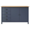 VidaXL Komoda Hill, szara, 130x40x80 cm, lite drewno sosnowe