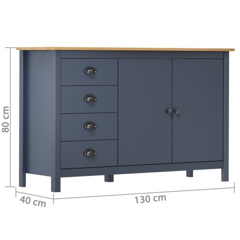 VidaXL Komoda Hill, szara, 130x40x80 cm, lite drewno sosnowe