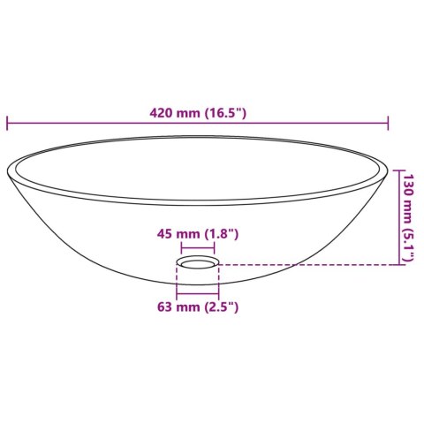 VidaXL Umywalka z hartowanego szkła 42 cm, kolor złota