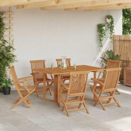 ZESTAW MEBLI OGRODOWYCH STÓŁ I 6 KRZESEŁ LITE DREWNO TEAKOWE BRĄZ 150X90X75