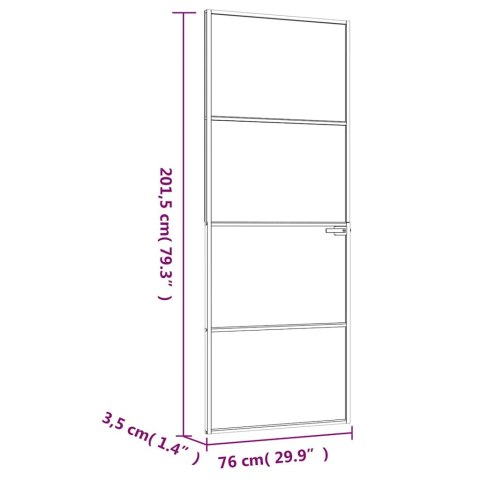 VidaXL Drzwi wewnętrzne, białe, 76x201,5 cm, szkło i aluminium