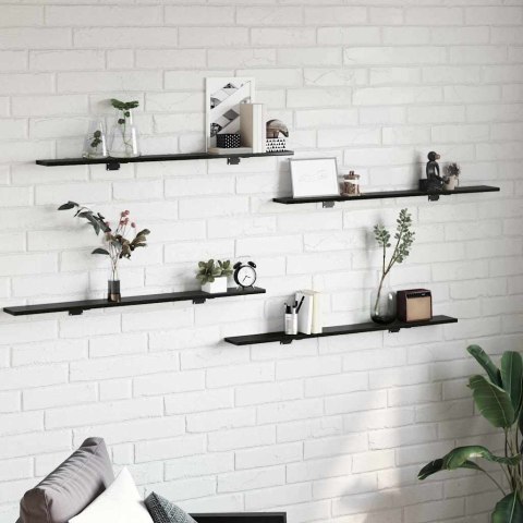VidaXL Półka na książki 4 pcs Czarny 100 x 10 x 1,5 cm