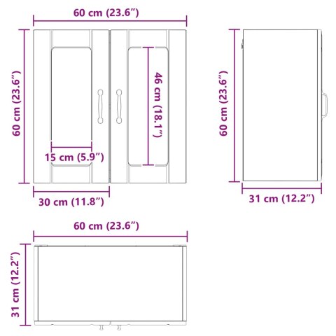 VidaXL Szafka szklana na ścianę LUCCA Czarny dąb 60 x 31 x 60 cm