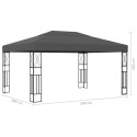 VidaXL Altana ze sznurem lampek LED, 3x4 m, antracytowa tkanina