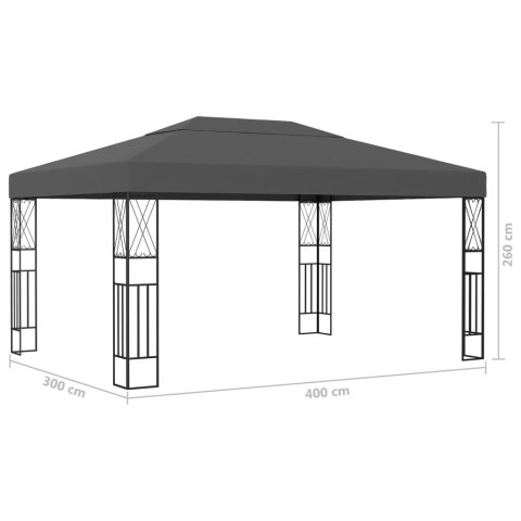 VidaXL Altana ze sznurem lampek LED, 3x4 m, antracytowa tkanina