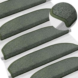 VidaXL Samoprzylepne maty na schody Półokrąg 15 pcs Ciemnozielony