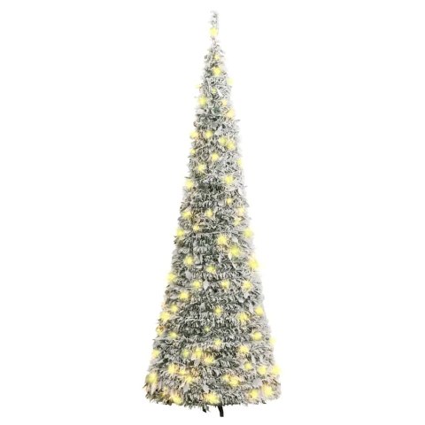 VidaXL Sztuczna choinka typu pop-up, ośnieżona, 100 LED, 150 cm