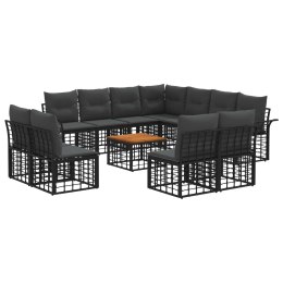 VidaXL Zestaw sof na zewnątrz 12 pcs Czarny i Ciemnoszary Poliester