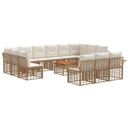 VidaXL Zestaw sof na zewnątrz 14 pcs Naturalny i Kremowy Biały