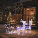 VidaXL Świąteczna dekoracja renifery z saniami, 160 diod LED, 130 cm