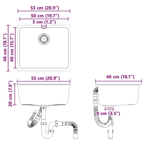 ZLEW ZLEWOZMYWAK BIAŁY 530X460MM 80% KWARC I 20% ŻYWICA
