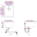 ZLEW ZLEWOZMYWAK SZARY 370X460MM 80% KWARC I 20% ŻYWICA