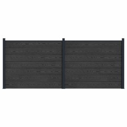 PANEL OGRODZENIOWY 2 EL. WPC I ALUMINIUM CZARNY 348X146CM