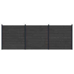 PANEL OGRODZENIOWY 3 EL. WPC I ALUMINIUM CZARNY 526X186CM