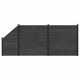PANEL OGRODZENIOWY 3 EL. WPC I ALUMINIUM CZARNY 446X186CM