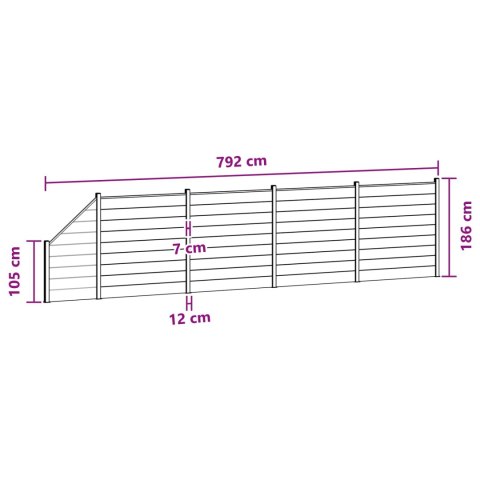 PANEL OGRODZENIOWY 5 EL. WPC I ALUMINIUM SZARY 792X186CM